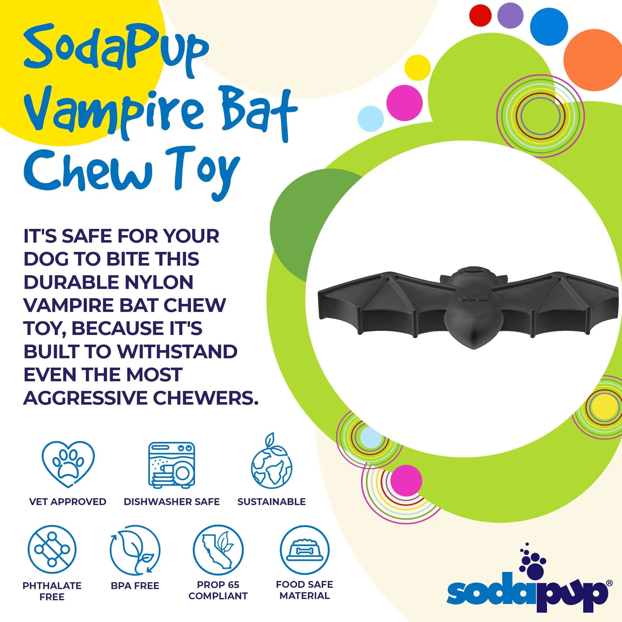 Vampire Bat Ultra Durable Nylon Dog Chew Toy for Aggressive Chewers