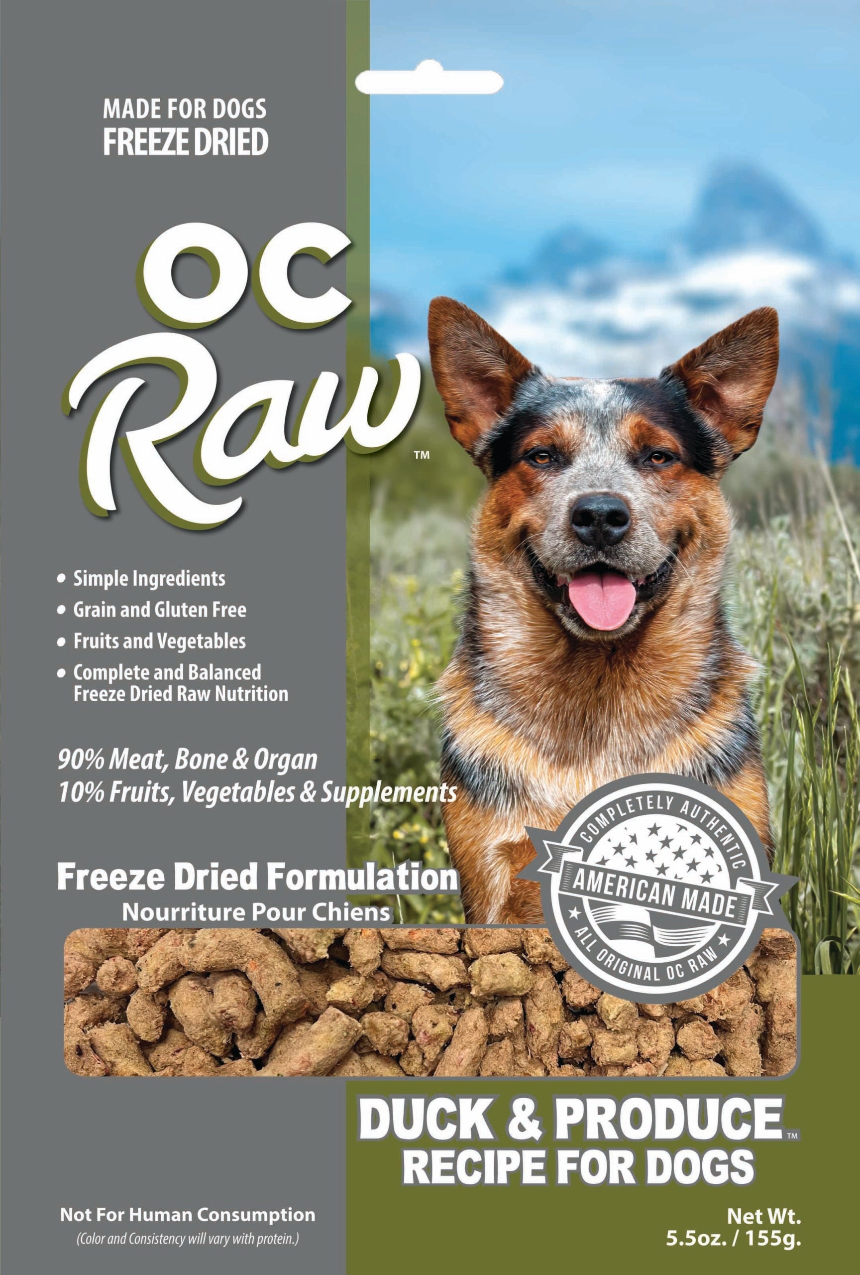 DUCK & PRODUCE ~ 5.5 oz Freeze Dried Meaty Rox