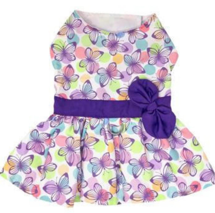Purple Butterfly Dress with Matching Leash
