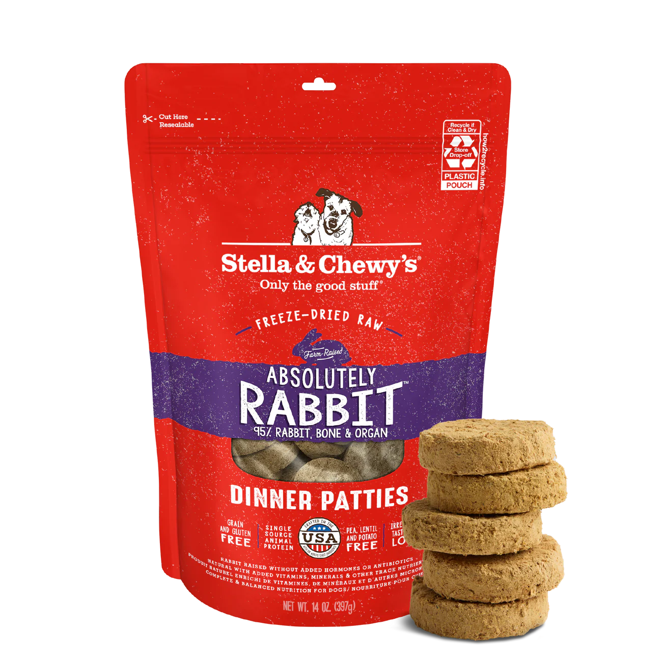 Absolutely Rabbit Freeze-Dried Raw Dinner Patties
