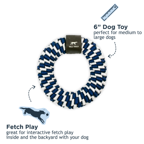 NAVY BRAIDED RING DOG TOY