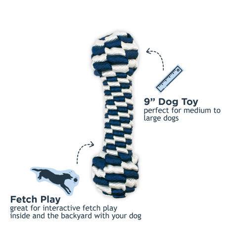 NAVY BRAIDED BONE DOG TOY