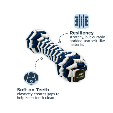 NAVY BRAIDED BONE DOG TOY
