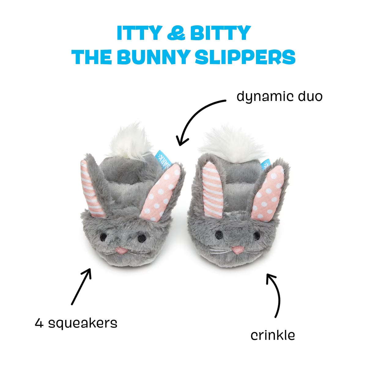 Itty & Bitty The Bunny Slippers 2-in-1 Squeaky Plush