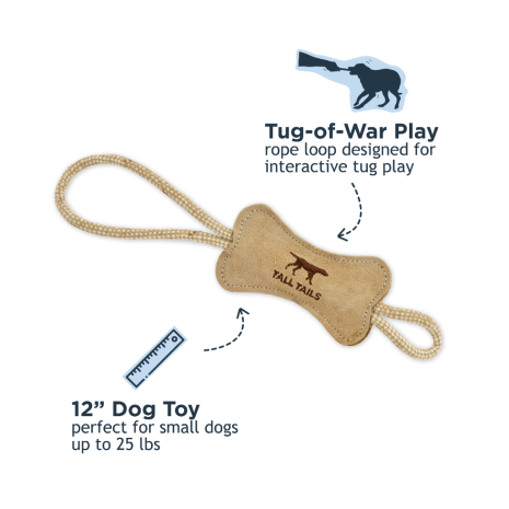 Natural Leather Bone Tug Toy