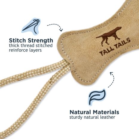 Natural Leather Bone Tug Toy