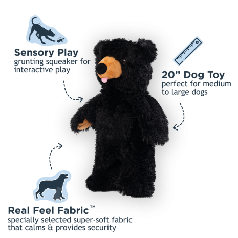 Black Bear Stuffless Squeaker Dog Toy