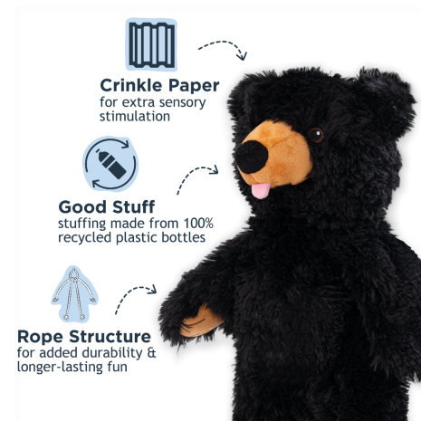 Black Bear Stuffless Squeaker Dog Toy