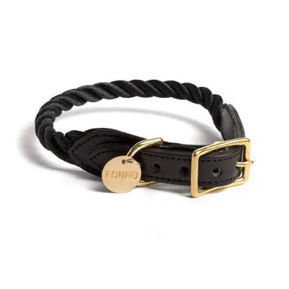 Found My Animal Black Rope & Leather Dog Collar