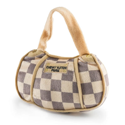 Checker Chewy Vuiton Handbag Squeaker Dog - Large