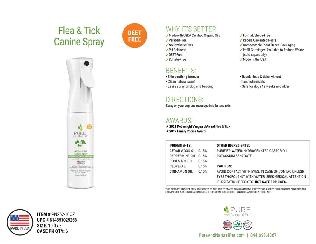 Flea & Tick Canine Spray, 10oz. Spray Bottle