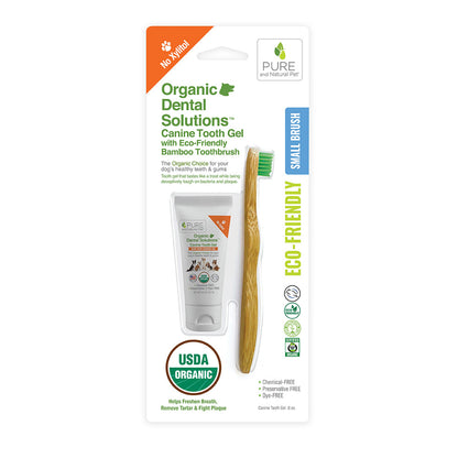 Organic Dental Solutions™ Canine Tooth Gel with Eco-Friendly Bamboo Toothbrush Kit - Small