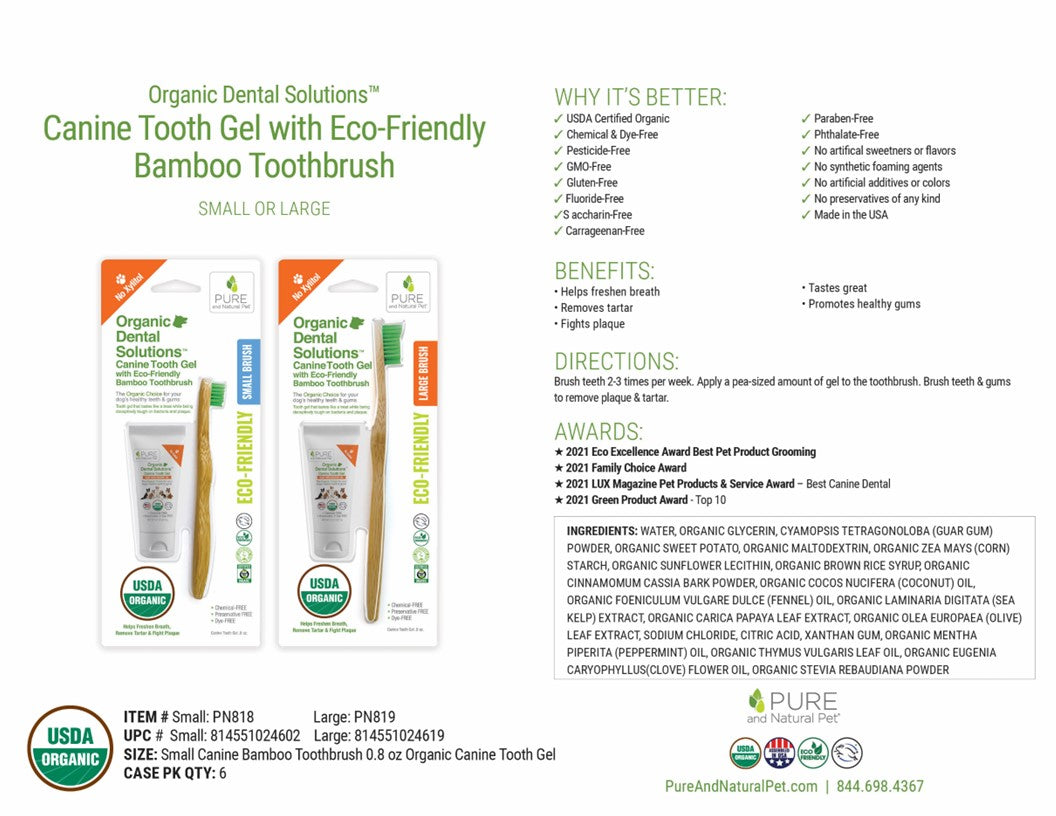 Organic Dental Solutions™ Canine Tooth Gel With Eco-friendly Bamboo To 