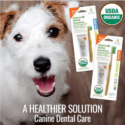 Organic Dental Solutions™ Canine Tooth Gel with Eco-Friendly Bamboo Toothbrush Kit - Small