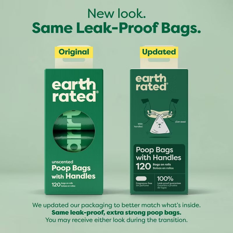 Earth Rated Unscented Dog Waste Disposal Bags Refill Rolls, Count of 120