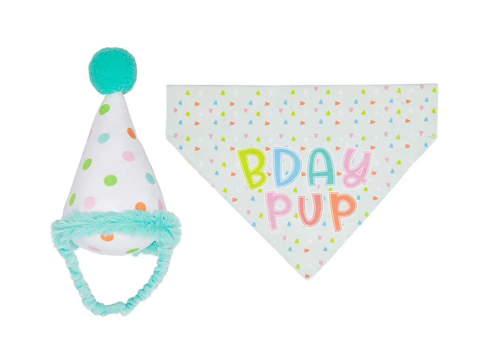 Pearhead Birthday Pup Pet S/M Bandana Hat Set