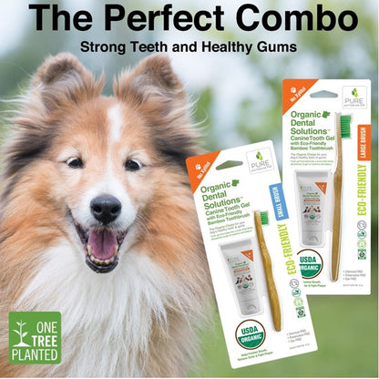 Organic Dental Solutions™ Canine Tooth Gel with Eco-Friendly Bamboo Toothbrush Kit - Large