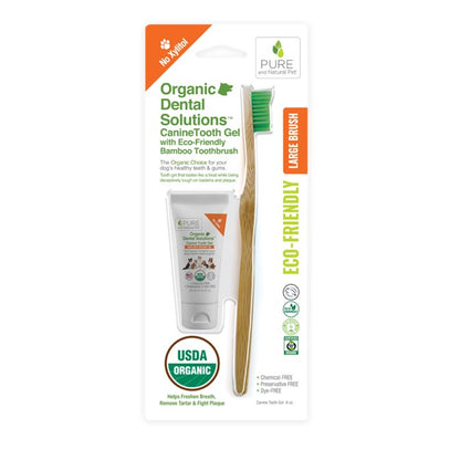 Organic Dental Solutions™ Canine Tooth Gel with Eco-Friendly Bamboo Toothbrush Kit - Large