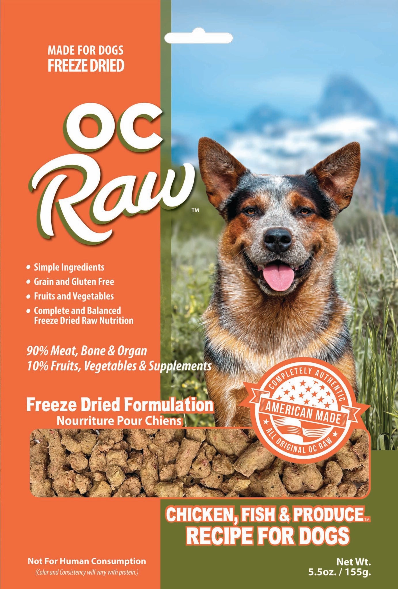 CHICKEN, FISH & PRODUCE ~ 5.5 oz Freeze Dried Meaty Rox