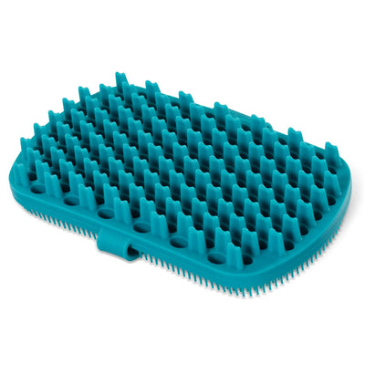 Messy Mutts Silicone Dual Sided Grooming Brush Blue