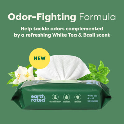 Dog Grooming Wipes White Tea & Basil