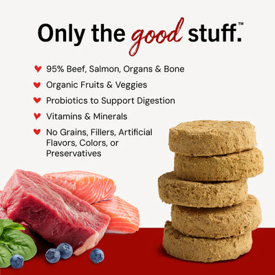 Beef & Salmon Freeze-Dried Raw Dinner Patties for Puppies