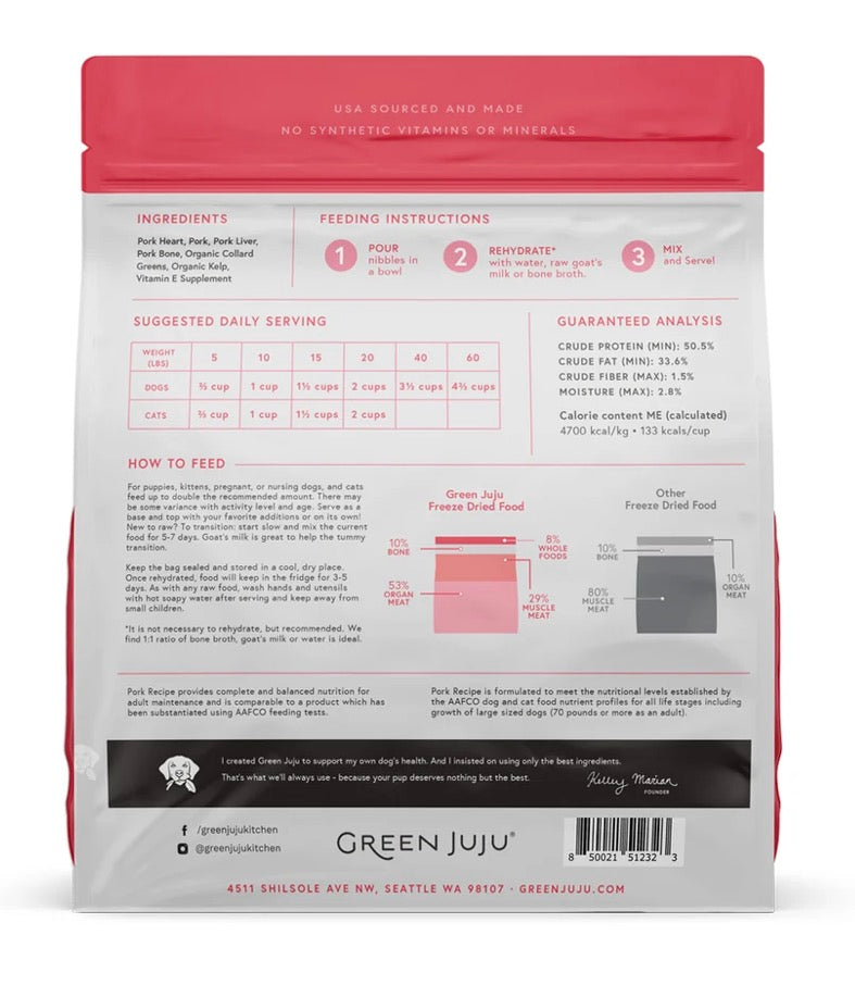 Pork Recipe - Freeze Dried Raw Diet