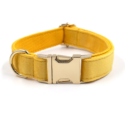 Puptqe Yellow Velvet Dog Collar