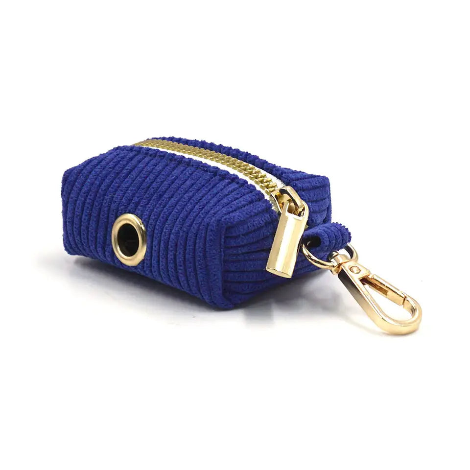 Puptqe Blue Corduroy Dog Poop Bag Holder