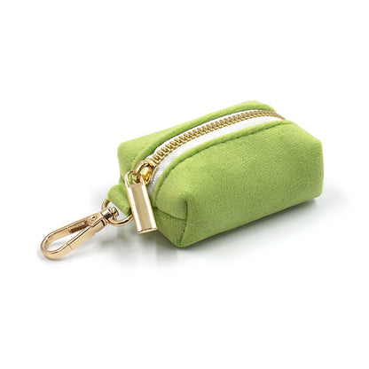 Puptqe Green Velvet Dog Poop Bag Holder