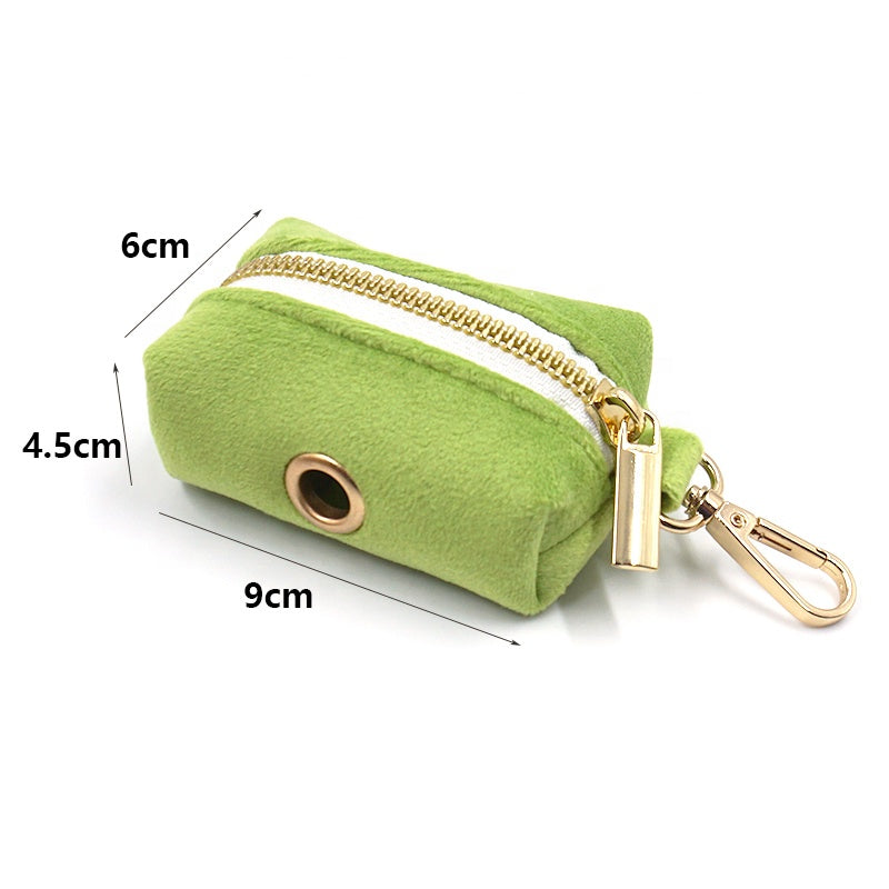 Puptqe Green Velvet Dog Poop Bag Holder