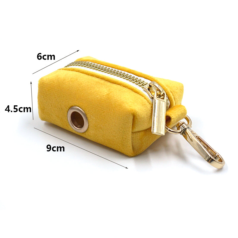 Puptqe Yellow Velvet Dog Poop Bag Holder