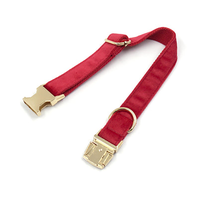 Puptqe Red Velvet Dog Collar