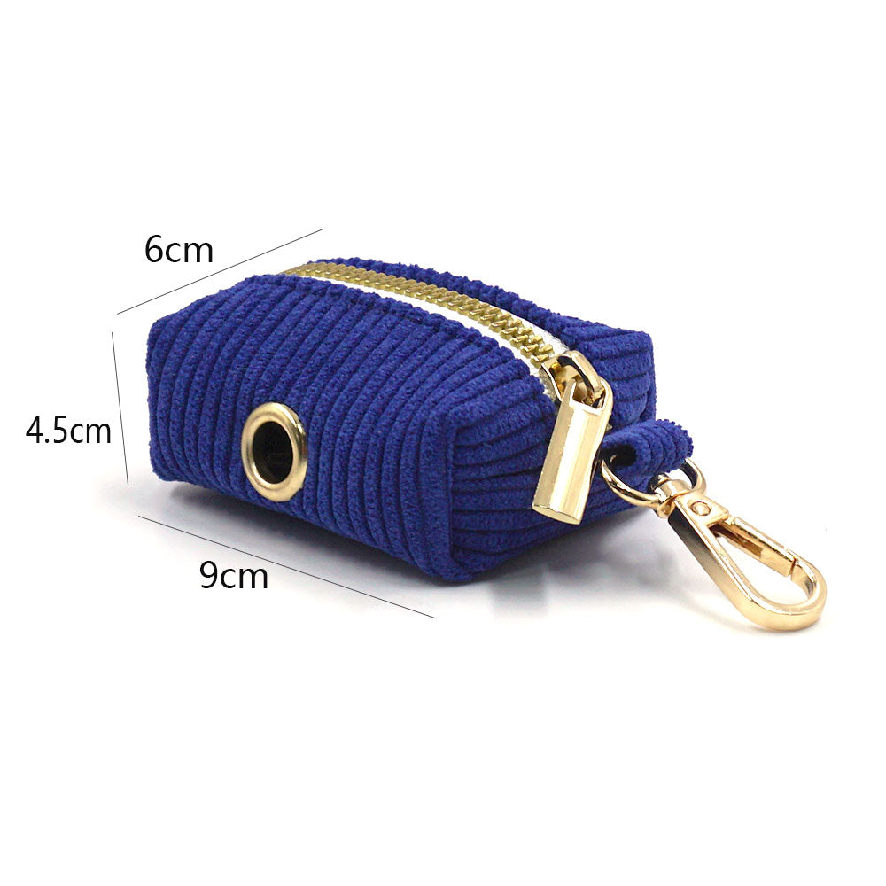 Puptqe Blue Corduroy Dog Poop Bag Holder