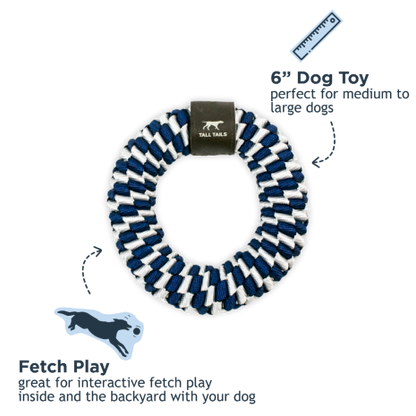 NAVY BRAIDED RING DOG TOY