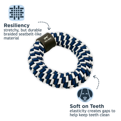 NAVY BRAIDED RING DOG TOY