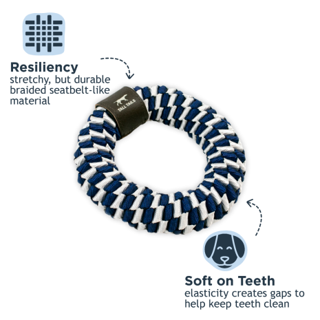 NAVY BRAIDED RING DOG TOY