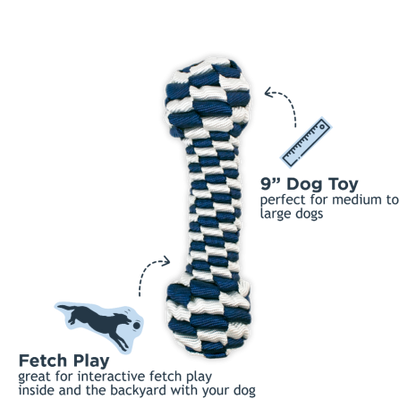 NAVY BRAIDED BONE DOG TOY
