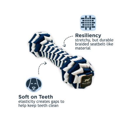 NAVY BRAIDED BONE DOG TOY