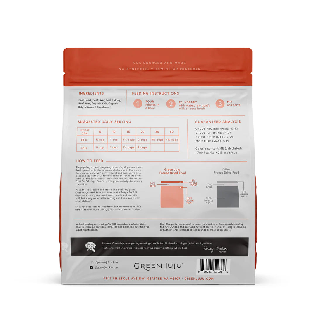 Beef Recipe - Freeze Dried Raw Diet