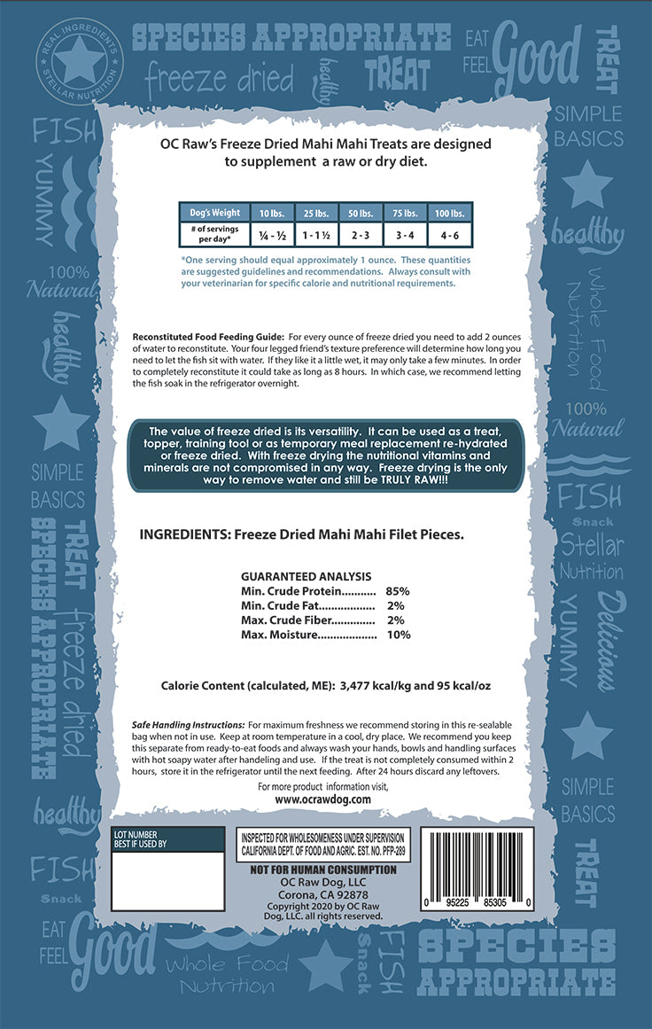 Mahi Mahi ~ 3.2 oz Freeze Dried