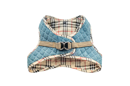 Urban Dog Stars Step-In Denim Harness - Beige Plaid