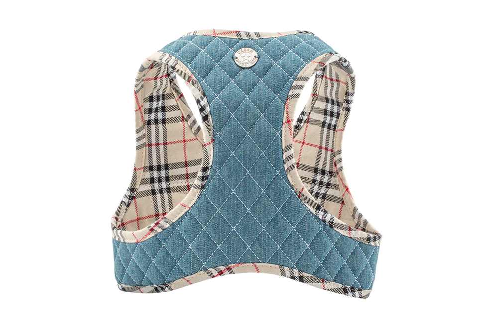 Urban Dog Stars Step-In Denim Harness - Beige Plaid