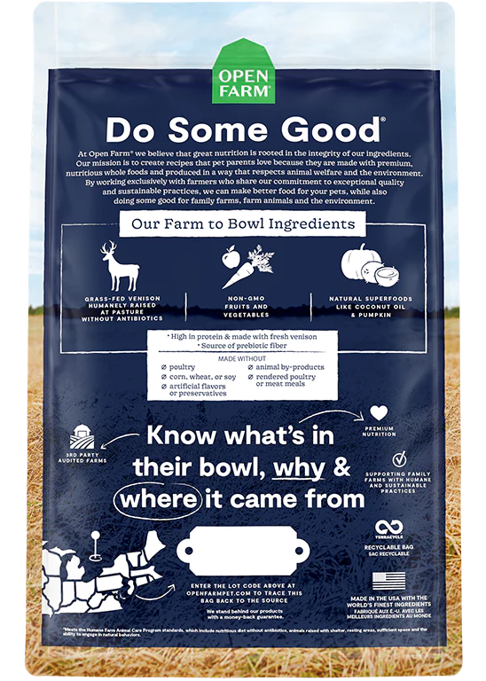 Open Farm  New Zealand Venison Grain-Free Dry Dog Food - 4lb