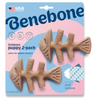 Benebone Fishbone Puppy Chew Toys, Small, Pack of 2