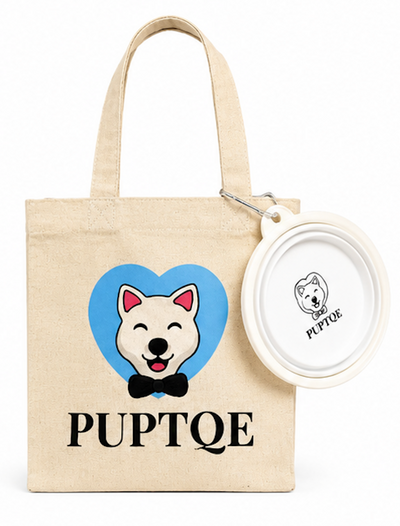 Puptqe Walking Mini Tote Bag + Travel Water Bowl