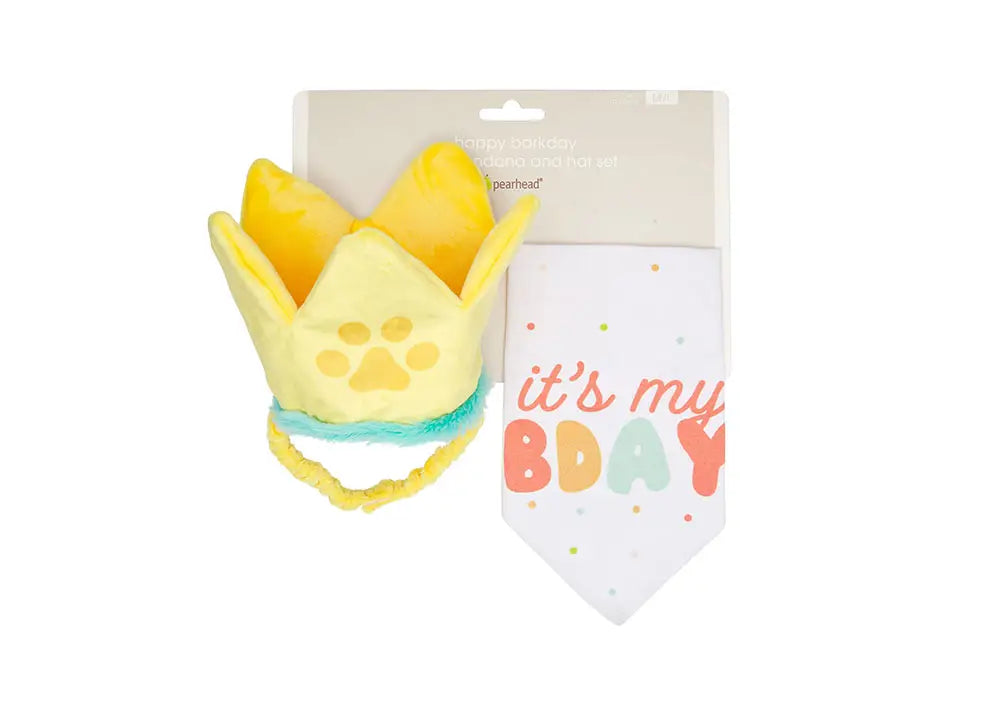 Pearhead Happy Barkday Pet M/L Bandana Hat Set