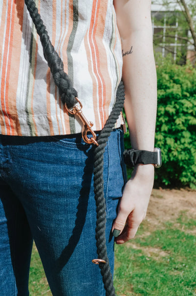 Hands Free Rope Leash - Noir 7ft