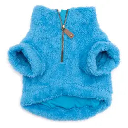 Solid Fleece Quarter-Zip Pullover - Blue