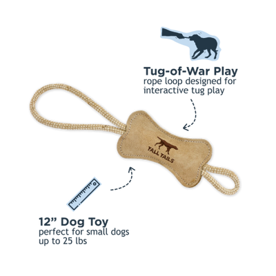 Natural Leather Bone Tug Toy